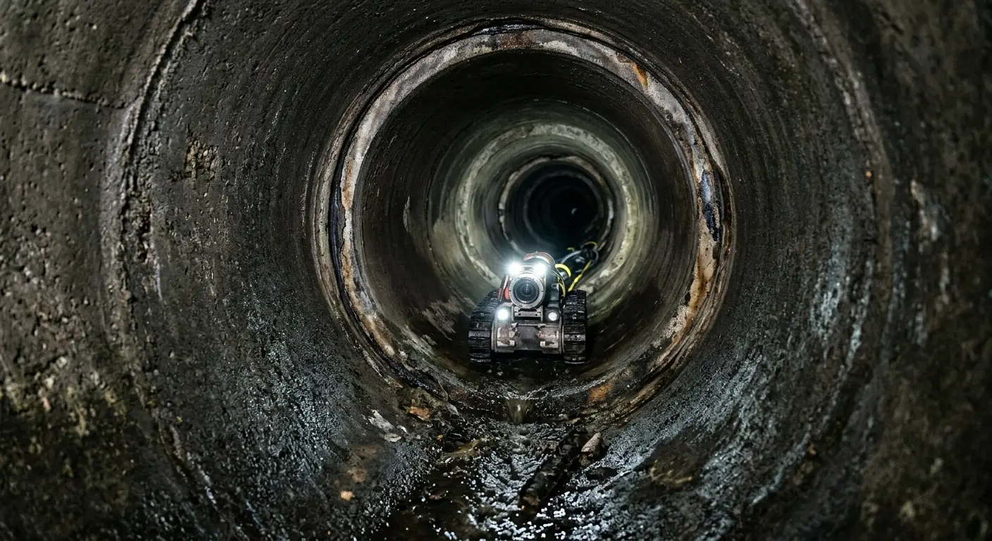 Robotic sewer camera inspecting pipe interior for Sewer Line Repair in Canandaigua